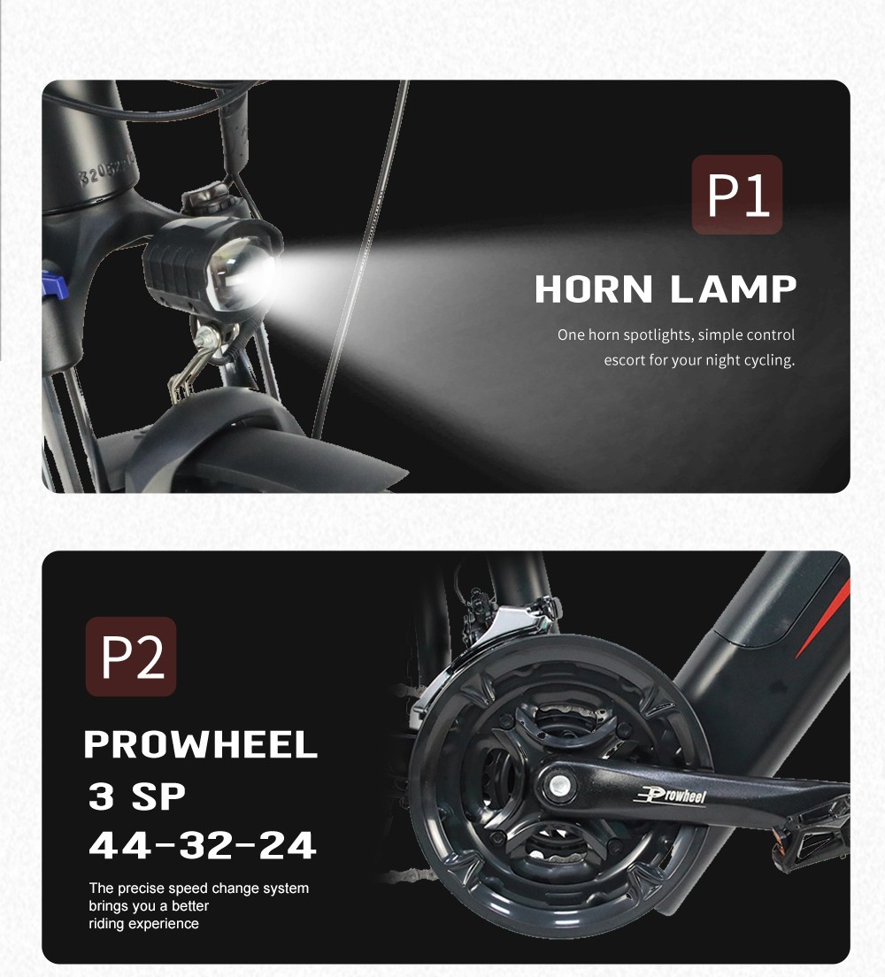 RANDRIDE Y90 Electric Bike 500W Motor 40km/h Max Speed 48V 13.6Ah Battery 90km Max Range 27.5*1.95'' Tire 150kg Load - Black Grey -rockbros-shop RANDRIDE Y90 Electric Bike 500W Motor Black Grey 519595 15