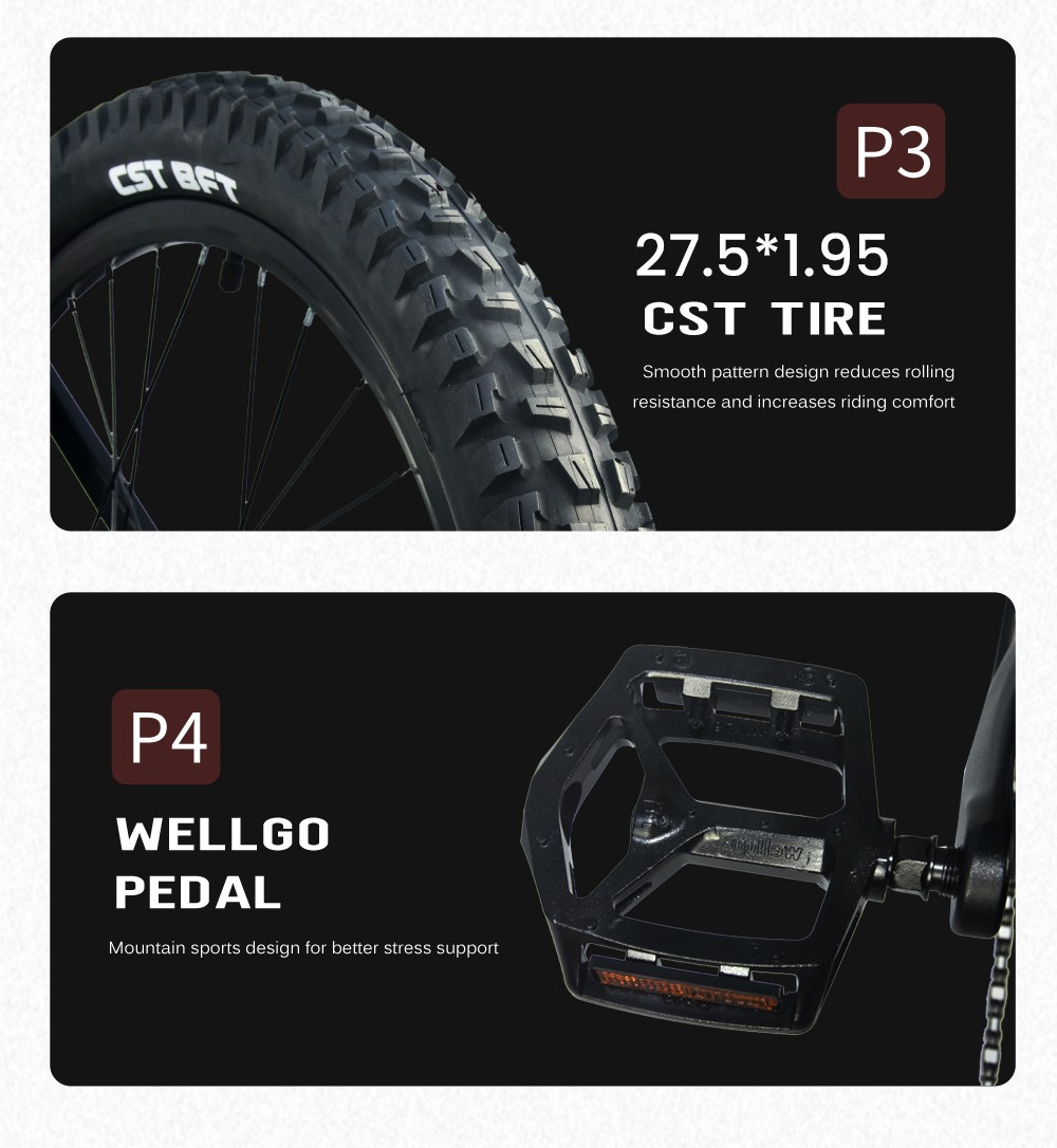 RANDRIDE Y90 Electric Bike 500W Motor 40km/h Max Speed 48V 13.6Ah Battery 90km Max Range 27.5*1.95'' Tire 150kg Load - Black Grey -rockbros-shop RANDRIDE Y90 Electric Bike 500W Motor Black Grey 519595 16