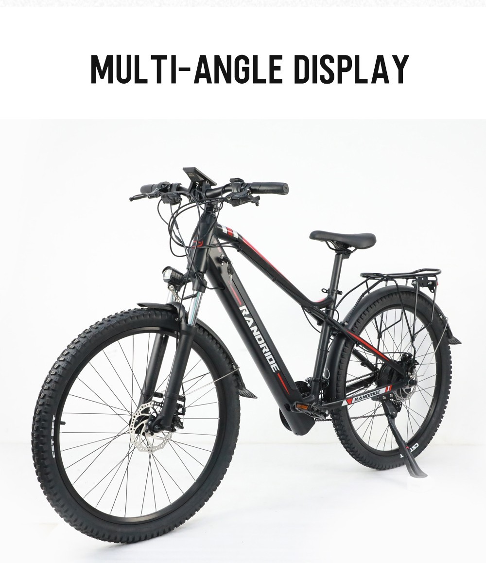 RANDRIDE Y90 Electric Bike 500W Motor 40km/h Max Speed 48V 13.6Ah Battery 90km Max Range 27.5*1.95'' Tire 150kg Load - Black Grey -rockbros-shop RANDRIDE Y90 Electric Bike 500W Motor Black Grey 519595 17