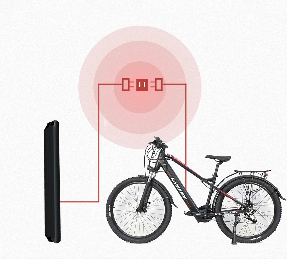 RANDRIDE Y90 Electric Bike 500W Motor 40km/h Max Speed 48V 13.6Ah Battery 90km Max Range 27.5*1.95'' Tire 150kg Load - Black Grey -rockbros-shop RANDRIDE Y90 Electric Bike 500W Motor Black Grey 519595 7