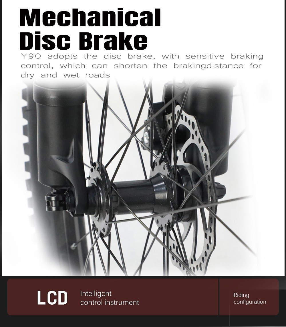 RANDRIDE Y90 Electric Bike 500W Motor 40km/h Max Speed 48V 13.6Ah Battery 90km Max Range 27.5*1.95'' Tire 150kg Load - Black Grey -rockbros-shop RANDRIDE Y90 Electric Bike 500W Motor Black Grey 519595 9