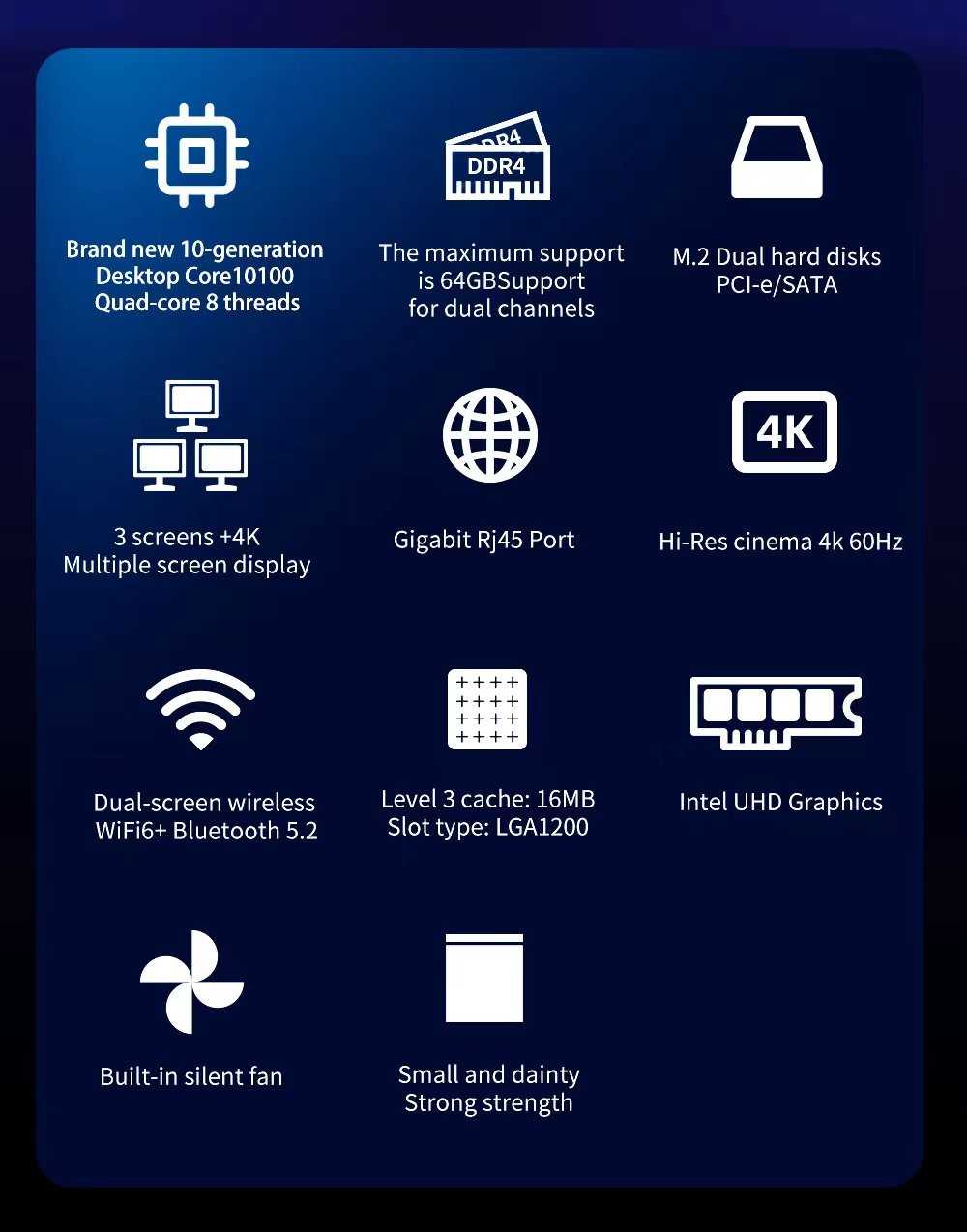 RX1 Mini PC Windows 11 4K Mini PC Intel i3-10100 CPU