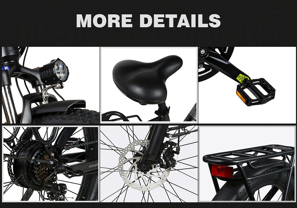 Samebike RS-A01 Electric Bike 750W Motor 70N.m 25-35km/h Max Speed 48V 14Ah Battery 26*3'' Tires With Rear Rack - White -rockbros-shop Samebike RS A01 Electric Bike White 519517 8