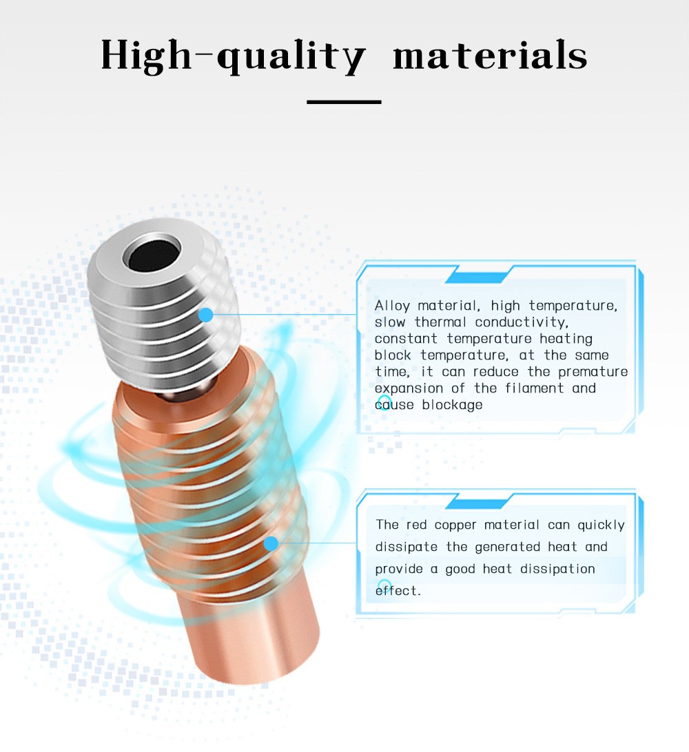 TWO TREES Heatbreak Throat For V6 Hotend Vocano Heater Block 1.75mm Filament Remote Feeding 3D Printer - Smooth Version -BioloMix Shop TWO TREES Heatbreak Throat for V6 Hotend Smooth Version 519511 7