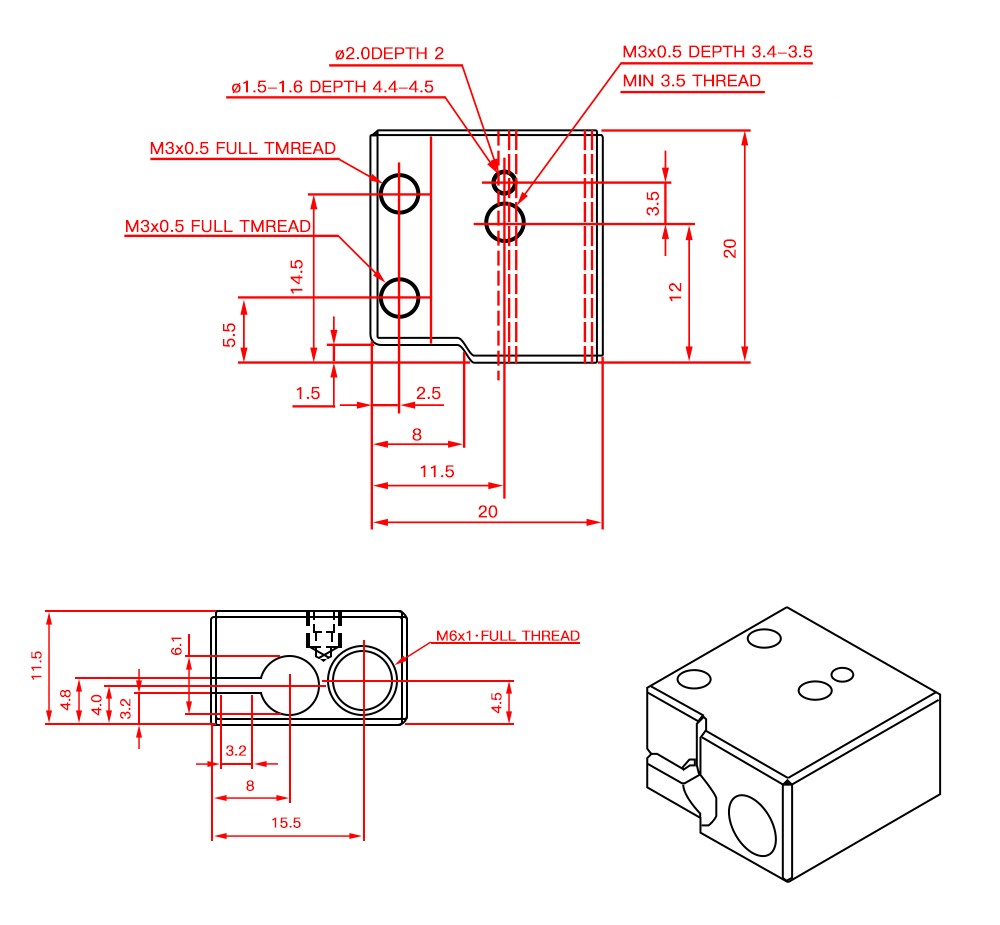 TWO TREES Volcano Nozzle Hotend Heating Block Parts Kit For Artillery Sidewinder X1 3D Printer 15 TWO TREES Volcano Nozzle Hotend Heating Block Parts Kit For Artillery Sidewinder X1 3D Printer -BioloMix Shop TWO TREES Volcano Nozzle Hotend Heating Block Parts Kit 519476 1