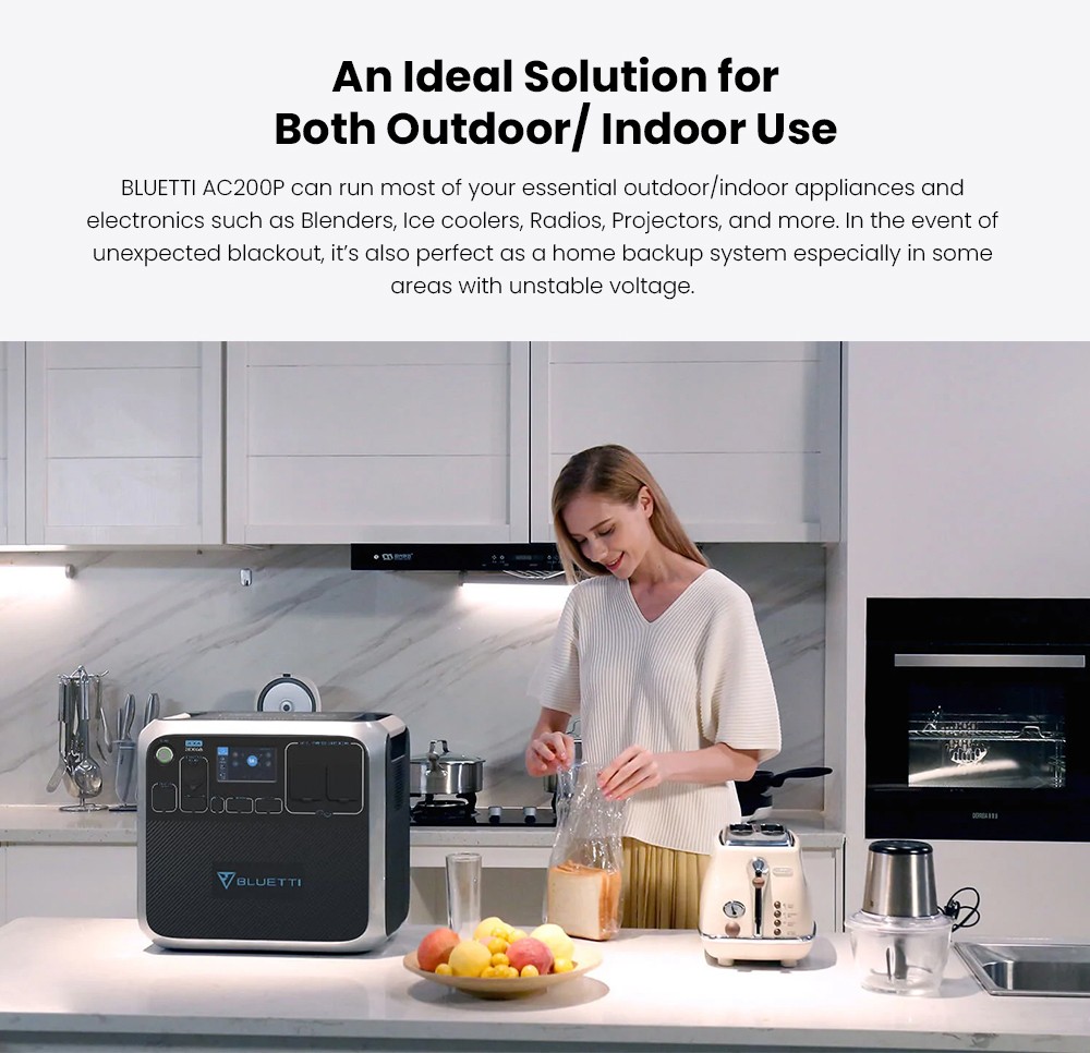 BLUETTI Poweroak AC200P 2000wh/2000w Power Station 5 Flexible Recharging Ways BMS DC & AC Output - Black -IMOU Sales a21669ba d03c 4b4a 9439 3395b12d45d7