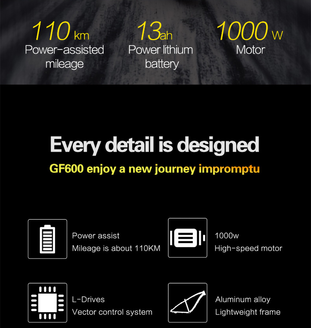 GOGOBEST GF600 Electric Bike 48V 13Ah Battery 1000W Motor 26x4.0 Inch Fat Tire Max Speed 40Km/h 110KM Power-assisted Mileage Range LCD Display IP54 Waterproof Aluminum Alloy Frame Shimano 7-speed Shift - Black Yellow 12 GOGOBEST GF600 Electric Bike 48V 13Ah Battery 1000W Motor 26x4.0 Inch Fat Tire Max Speed 40Km/h 110KM Power-assisted Mileage Range LCD Display IP54 Waterproof Aluminum Alloy Frame Shimano 7-speed Shift - Black Yellow -rockbros-shop ae82ba0fa6a94db681e10830a052f6de 519224 2