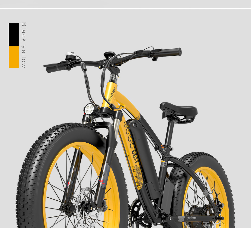 GOGOBEST GF600 Electric Bike 48V 13Ah Battery 1000W Motor 26x4.0 Inch Fat Tire Max Speed 40Km/h 110KM Power-assisted Mileage Range LCD Display IP54 Waterproof Aluminum Alloy Frame Shimano 7-speed Shift - Black Yellow 39 GOGOBEST GF600 Electric Bike 48V 13Ah Battery 1000W Motor 26x4.0 Inch Fat Tire Max Speed 40Km/h 110KM Power-assisted Mileage Range LCD Display IP54 Waterproof Aluminum Alloy Frame Shimano 7-speed Shift - Black Yellow -rockbros-shop ba48bc71ccb3408fb62aeca8f4d7ee68 519224 29