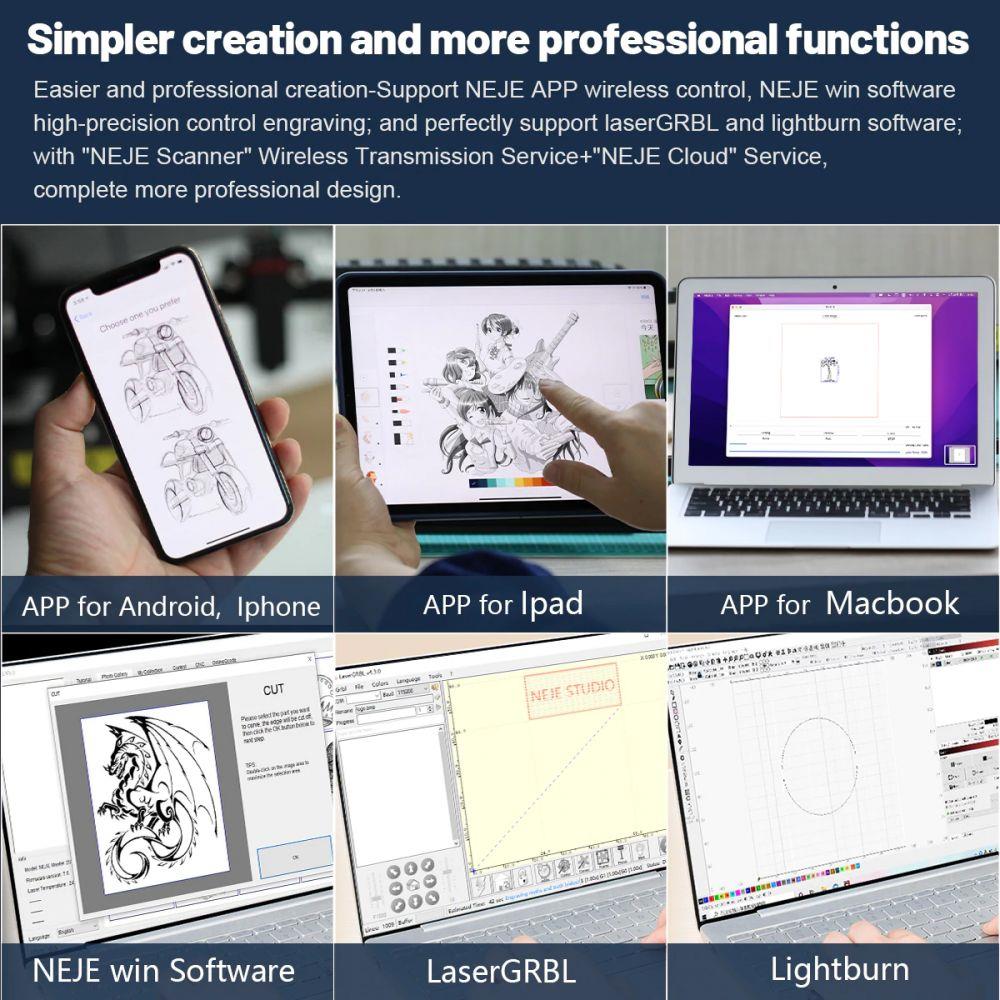 NEJE 3 MAX 12W Laser Engraver Cutter, A40640 Laser Module, 0.04*0.06mm Compressed Spot, Built-in Air Assist, NEJE WIN Software, Android IOS App Control, Metal Nozzle Module Radiator, Engraving Size 460*810mm, Expandable To 810*1030mm -BioloMix Shop c16b563a 01e1 4e3c 8d76 b6c6069d10c0