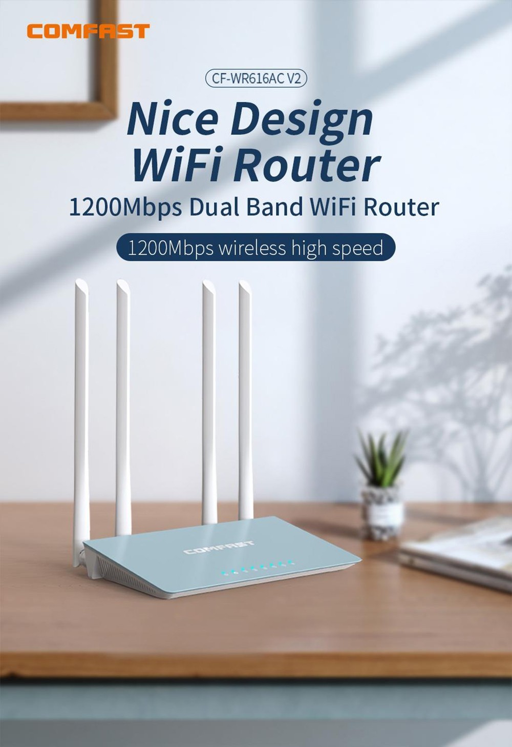 COMFAST Dual-band 1200M home High-speed WiFi Router UK
