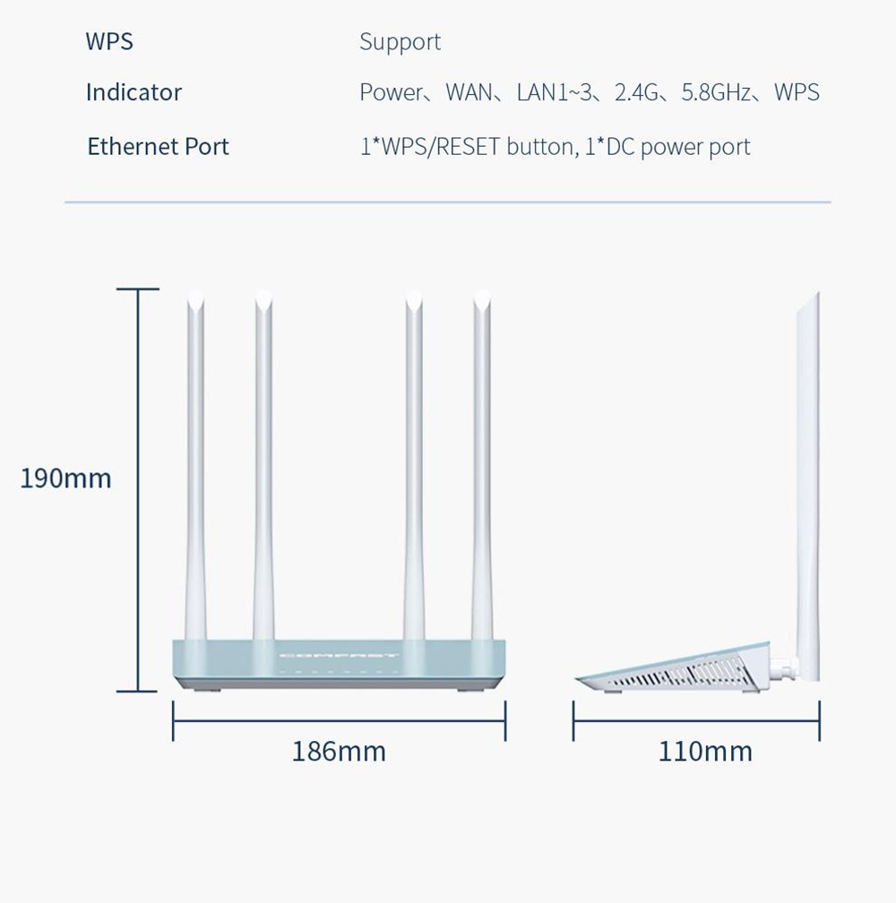 COMFAST Dual-band 1200M home High-speed WiFi Router UK