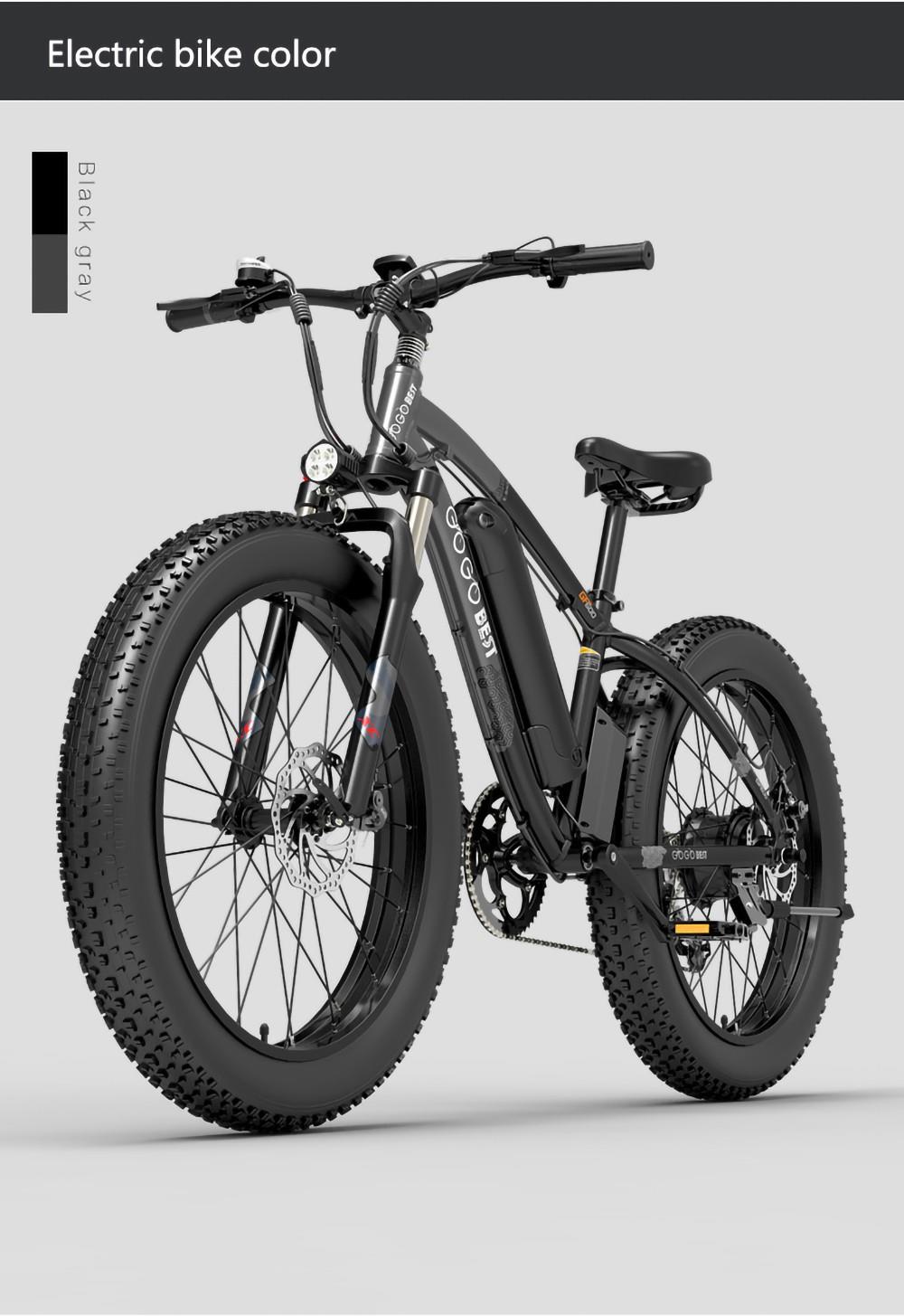 GOGOBEST GF600 Electric Bike 48V 13Ah Battery 1000W Motor 26x4.0 Inch Fat Tire Max Speed 40Km/h 110KM Power-assisted Mileage Range LCD Display IP54 Waterproof Aluminum Alloy Frame Shimano 7-speed Shift - Black Grey -rockbros-shop dcc886bdf682437e82bb0bb34987d9c0 519226 29