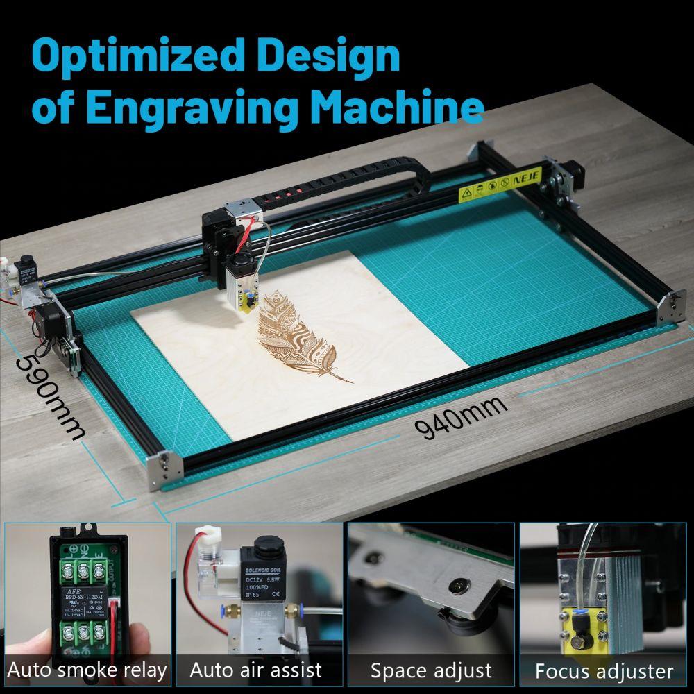 NEJE 3 MAX 12W Laser Engraver Cutter, A40640 Laser Module, 0.04*0.06mm Compressed Spot, Built-in Air Assist, NEJE WIN Software, Android IOS App Control, Metal Nozzle Module Radiator, Engraving Size 460*810mm, Expandable To 810*1030mm -BioloMix Shop f6f6d53d 6568 4c34 8636 dea161c6f160