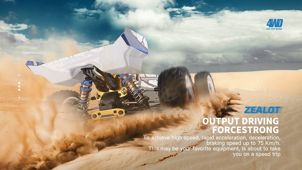 Wltoys 124017 V2 Upgraded 4300KV Motor 1/12 2.4G 4WD 75km/h Brushless Metal Chassis RC Car RTR - Three Batteries