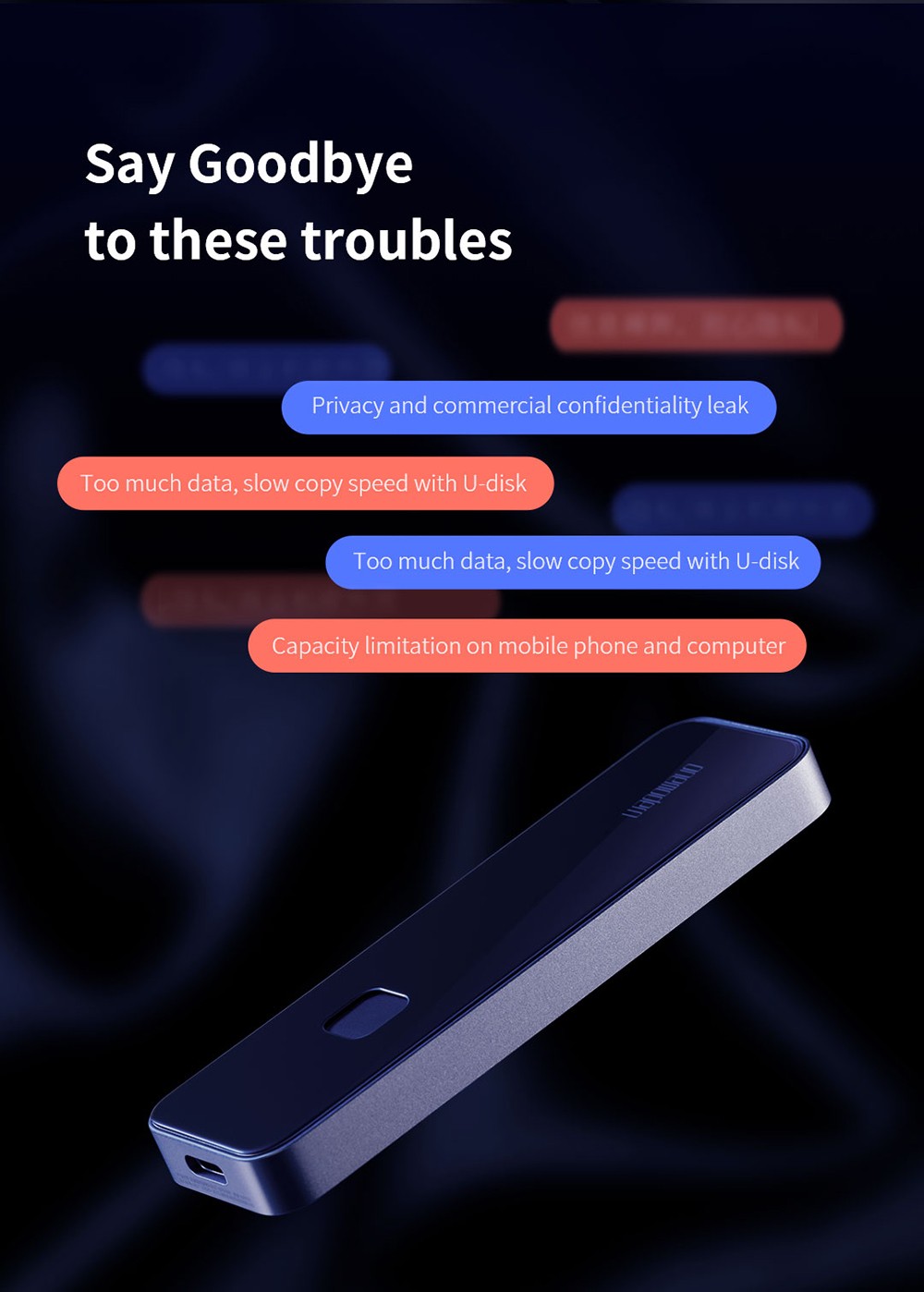 onemodern M8 Portable SSD High-speed Hardware Fingerprint Hard Encryption, Type-C 500MB/s Transmission, for Windows PC, Mac, Smartphones - 2TB