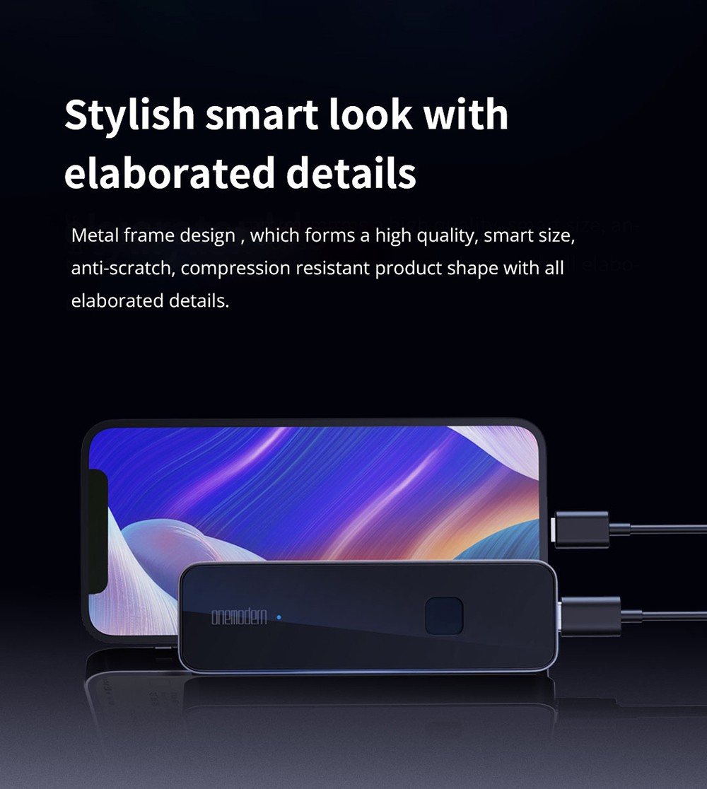 onemodern M8 Portable SSD High-speed Hardware Fingerprint Hard Encryption, Type-C 500MB/s Transmission, for Windows PC, Mac, Smartphones - 2TB