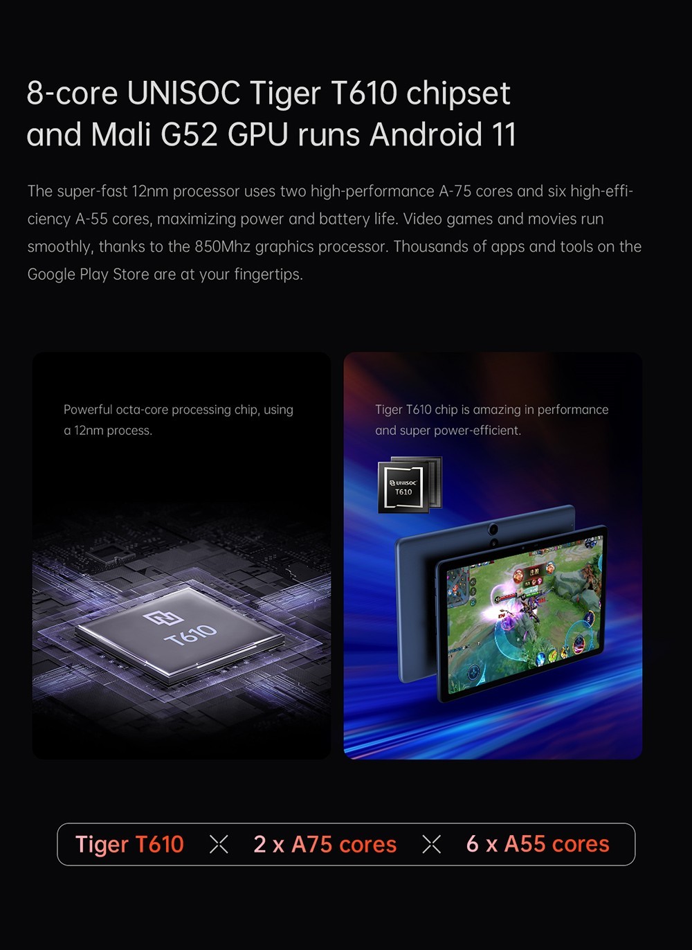 ALLDOCUBE Smile X 10.1 inch Tablet Octa-core Chip, 4GB RAM 64GB ROM, Android 11, 5G WiFi, 6000mAh Battery, 5MP + 2MP Cameras