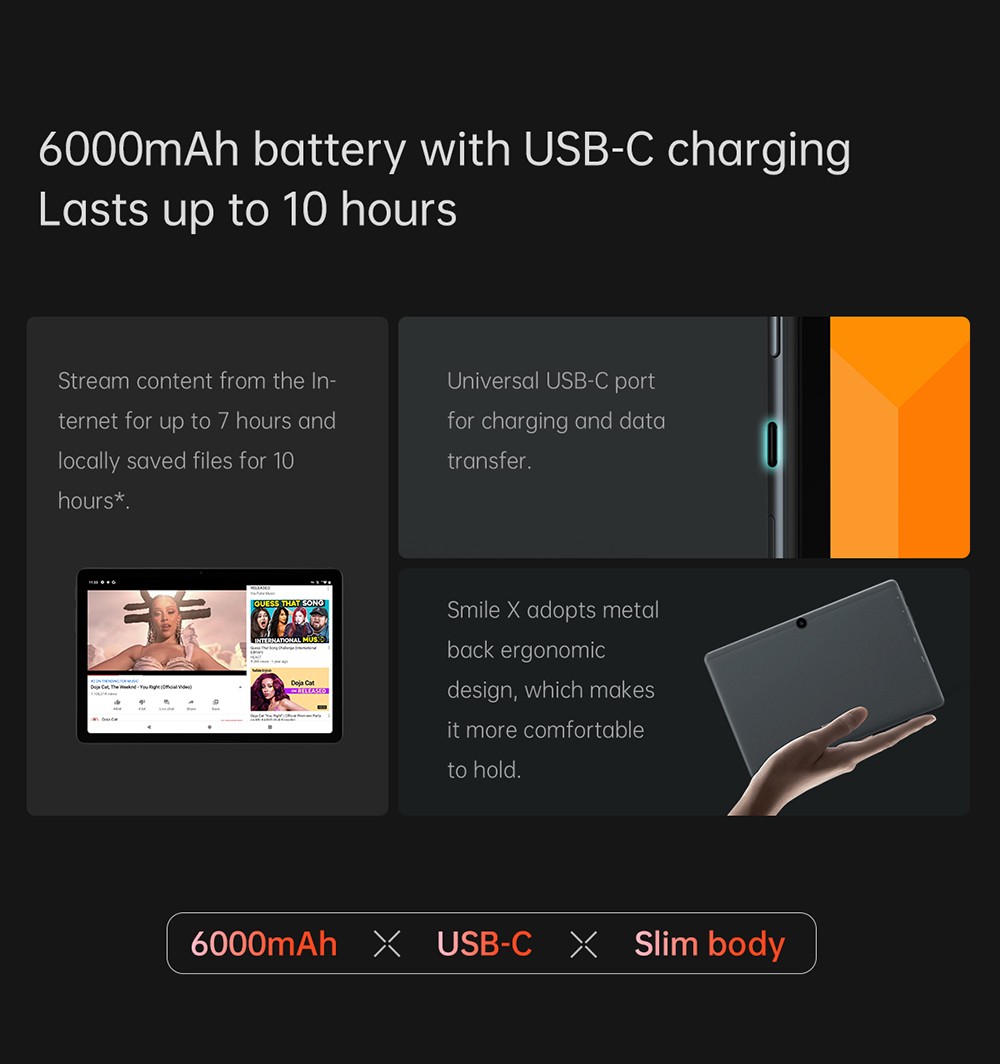 ALLDOCUBE Smile X 10.1 inch Tablet Octa-core Chip, 4GB RAM 64GB ROM, Android 11, 5G WiFi, 6000mAh Battery, 5MP + 2MP Cameras