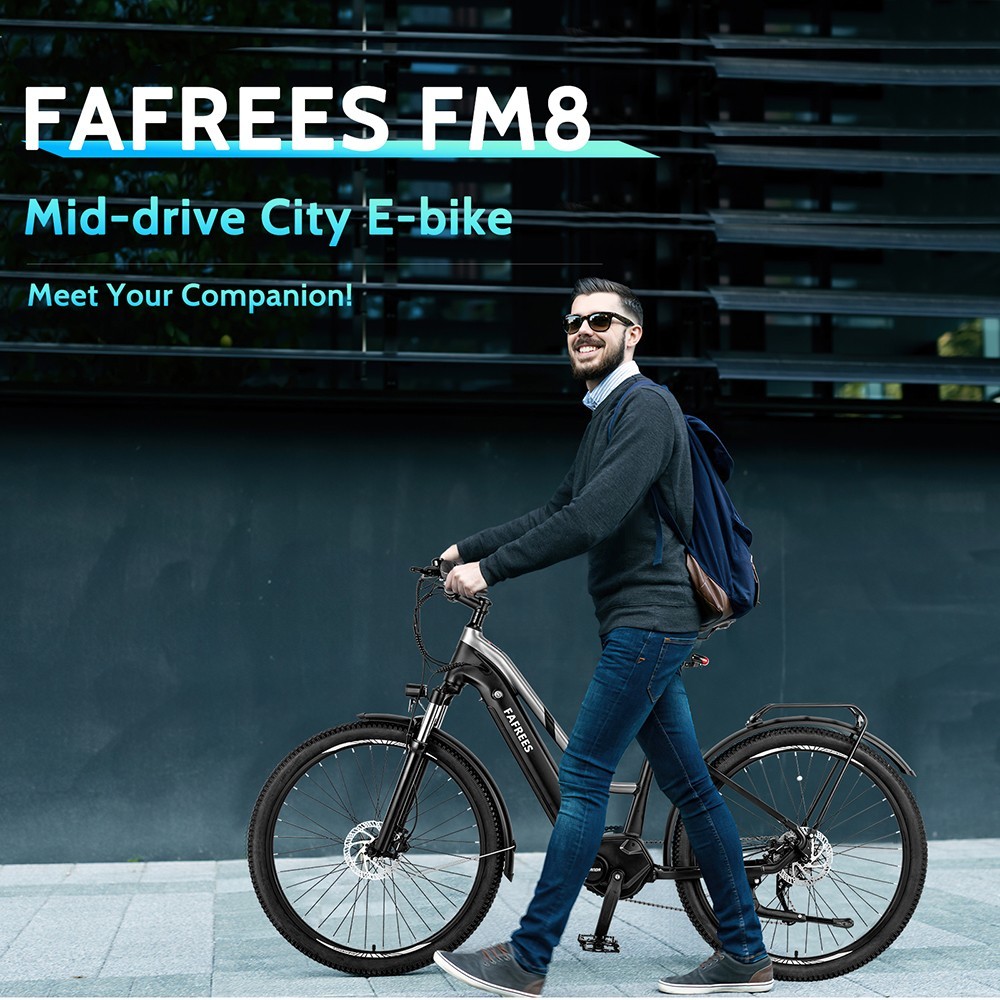 Elektrobicykel FAFREES FM8 Pro 27.5 palcové pneumatiky 36V 250W stredový pohon 25km/h Maximálna rýchlosť 14.5Ah batéria 100-120km dojazd - čierna