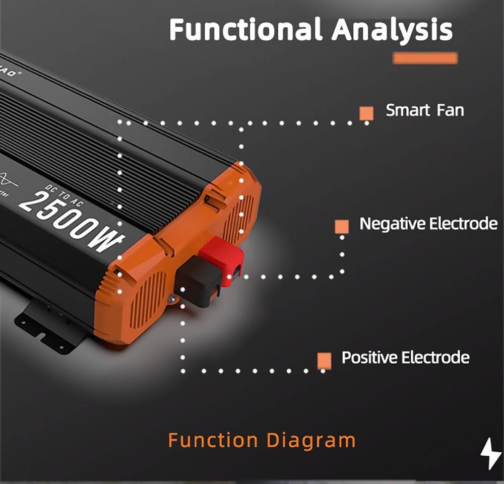 FCHAO 2500W Pure Sine Wave Inverter 12V