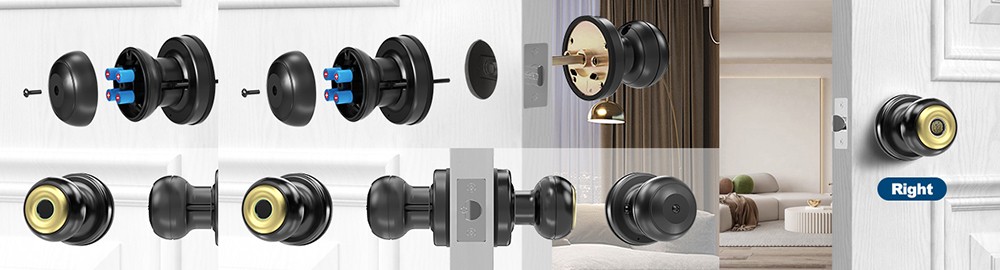 Geek Chef Geektale K01 03 Smart Fingerprint Door Knob Black Golden