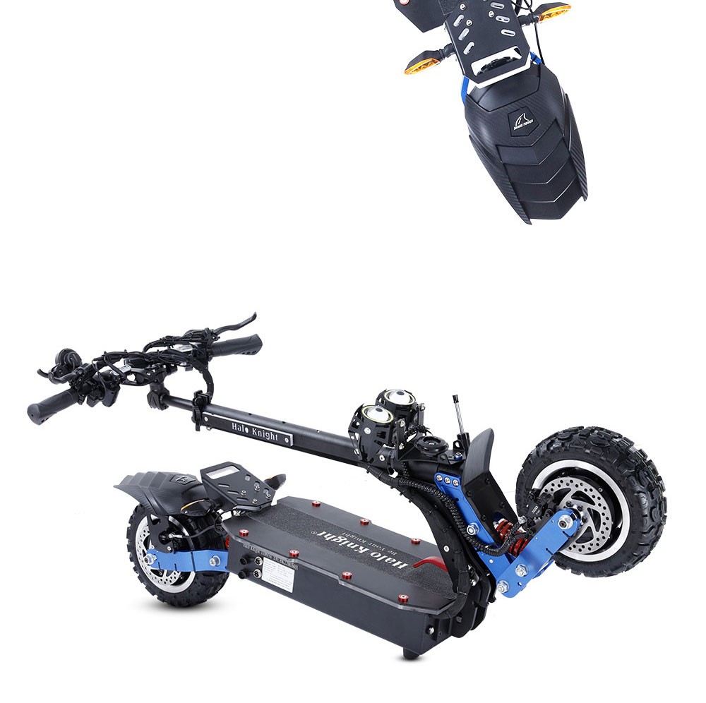 Halo Knight T108 Pro Electric Scooter 11'' Off-Road Tire 3000W*2 Motors 95Km/h Max Speed 60V 38.4Ah Battery 80KM Range 200KG Max load Front & Rear Turn Signal IPX4 Waterproof Dual Hydraulic Brakes Electric Brake