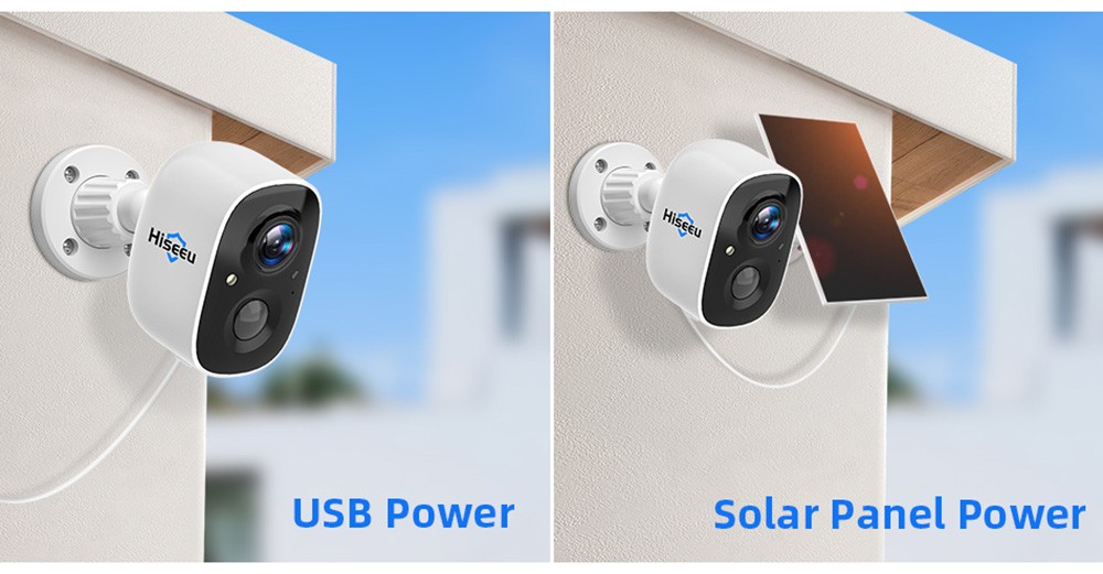 Hiseeu CG6-TZ 2K WiFi Surveillance Camera with Solar Panel, Battery Powered Wireless Outdoor Camera, 3MP Images, PIR Motion Detection, Color Night Vision, 2-Way Audio, IP65 Waterproof
