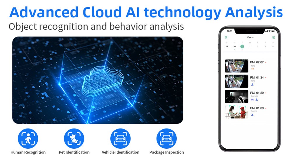 Hiseeu CG6-TZ 2K WiFi Surveillance Camera with Solar Panel, Battery Powered Wireless Outdoor Camera, 3MP Images, PIR Motion Detection, Color Night Vision, 2-Way Audio, IP65 Waterproof