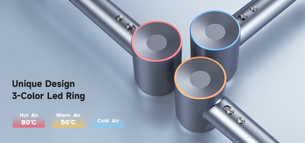 Laifen Swift 1600W High Speed Hair Dryer, Negative Ionic Blow Dryer, 110,000rpm Brushless Motor, 59dB Low Noise, 3 Color LED Light - Silver