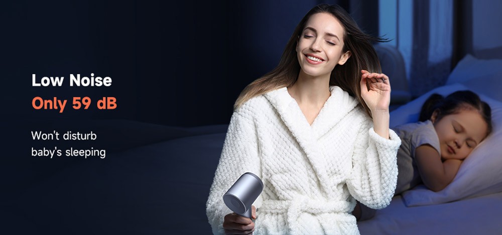 Laifen Swift Special 1600W High Speed Hair Dryer, Negative Ionic Blow Dryer, 110,000rpm Brushless Motor, 59dB Low Noise, 3 Color LED Light, with 3 Nozzles - Black