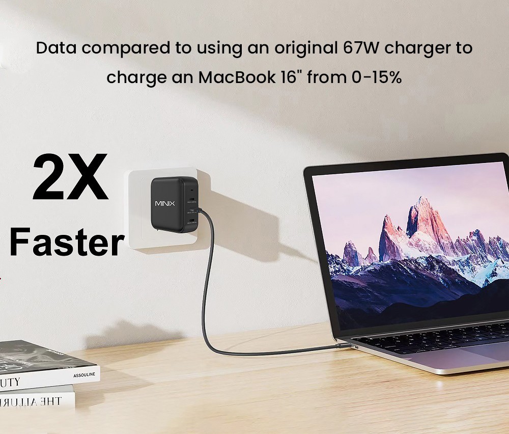 MINIX P140 Adapter 140W GaN Fast Charging Universal Charger for MacBook, iPhone