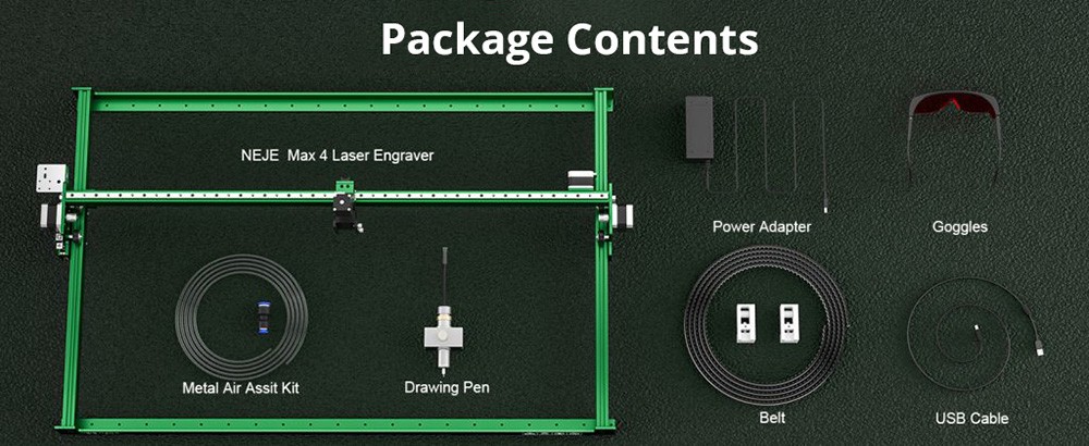 NEJE Max 4 Laser Engraver with Drawing Pen, Auto Air-Assist, 4-Axis Control, 750mm/s Move Speed, Engraving Size 750*460mm, Support Wireless Offline Work