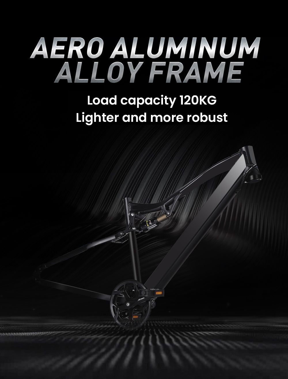 RANDRIDE YG90C Electric Bike 1000W Motor 45km/h Max Speed 48V 17Ah Battery 70-90KM Max Range 27.5*2.4'' CST Tires 120kg Load MicroNew 27 Gears - Black