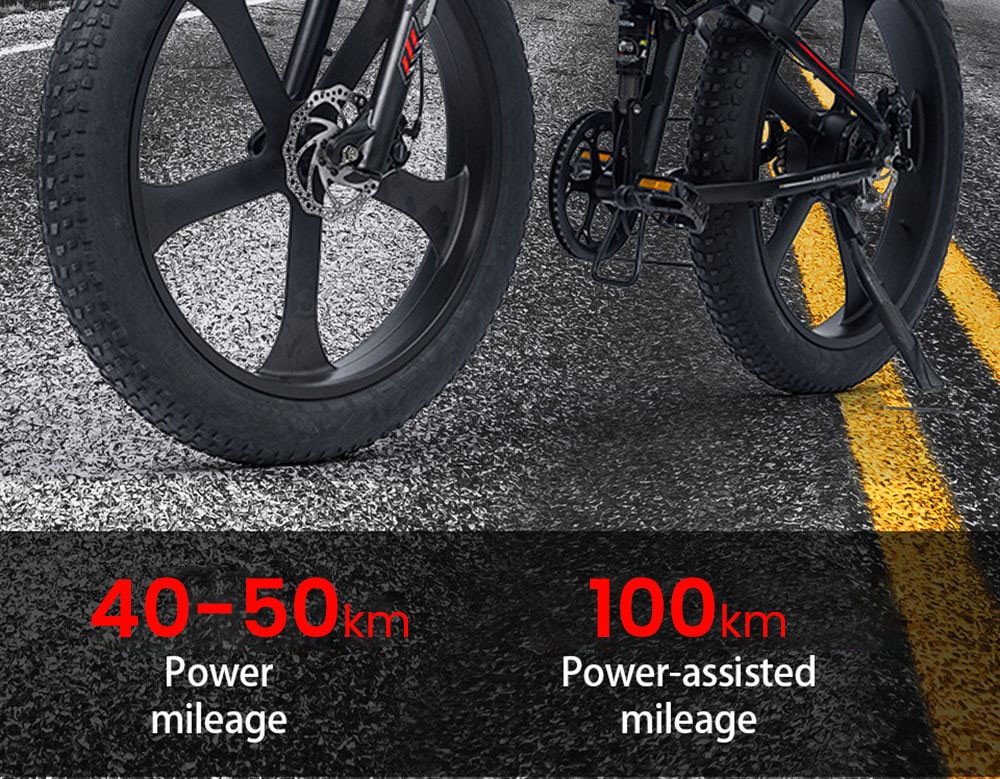 RANDRIDE YX26 Electric Bike 1000W Motor 45km/h Max Speed 48V 15Ah Battery 100km Max Range 26*4.0'' CST Fat Tires 150kg Load Shimano 7-Speed Gear