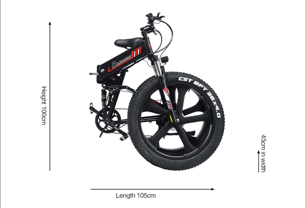 RANDRIDE YX26 Electric Bike 26 Inch 1000W Motor 48V 15Ah 45Km/h Speed