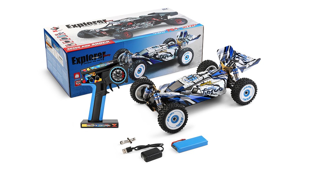 Wltoys 124017 V2 Upgraded 4300KV Motor 1/12 2.4G 4WD 75km/h Brushless Metal Chassis RC Car RTR - Three Batteries