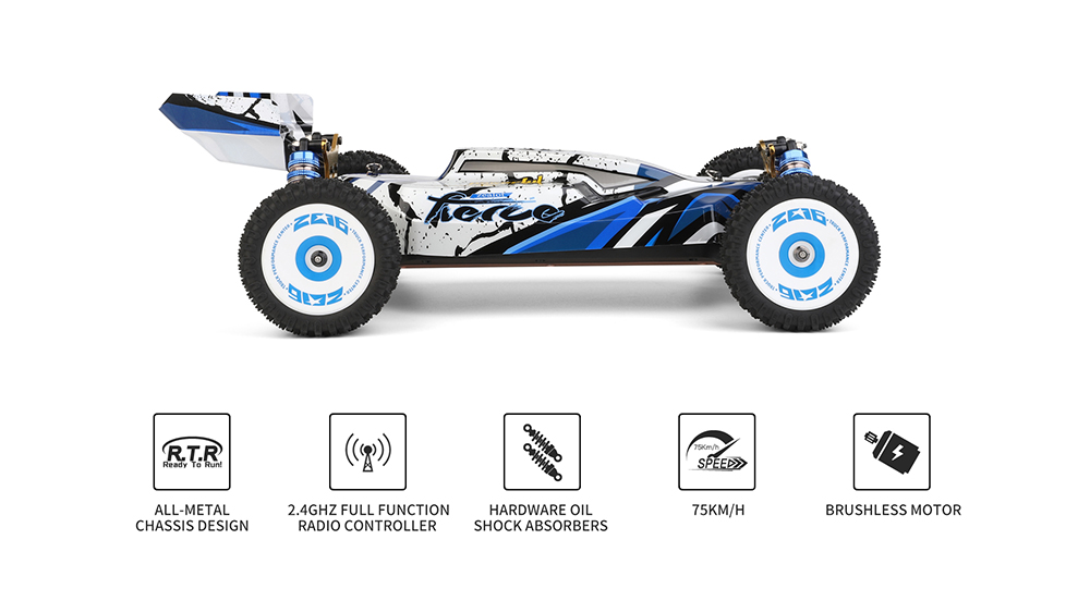 Wltoys 124017 V2 Upgraded 4300KV Motor 1/12 2.4G 4WD 75km/h Brushless Metal Chassis RC Car RTR - Three Batteries