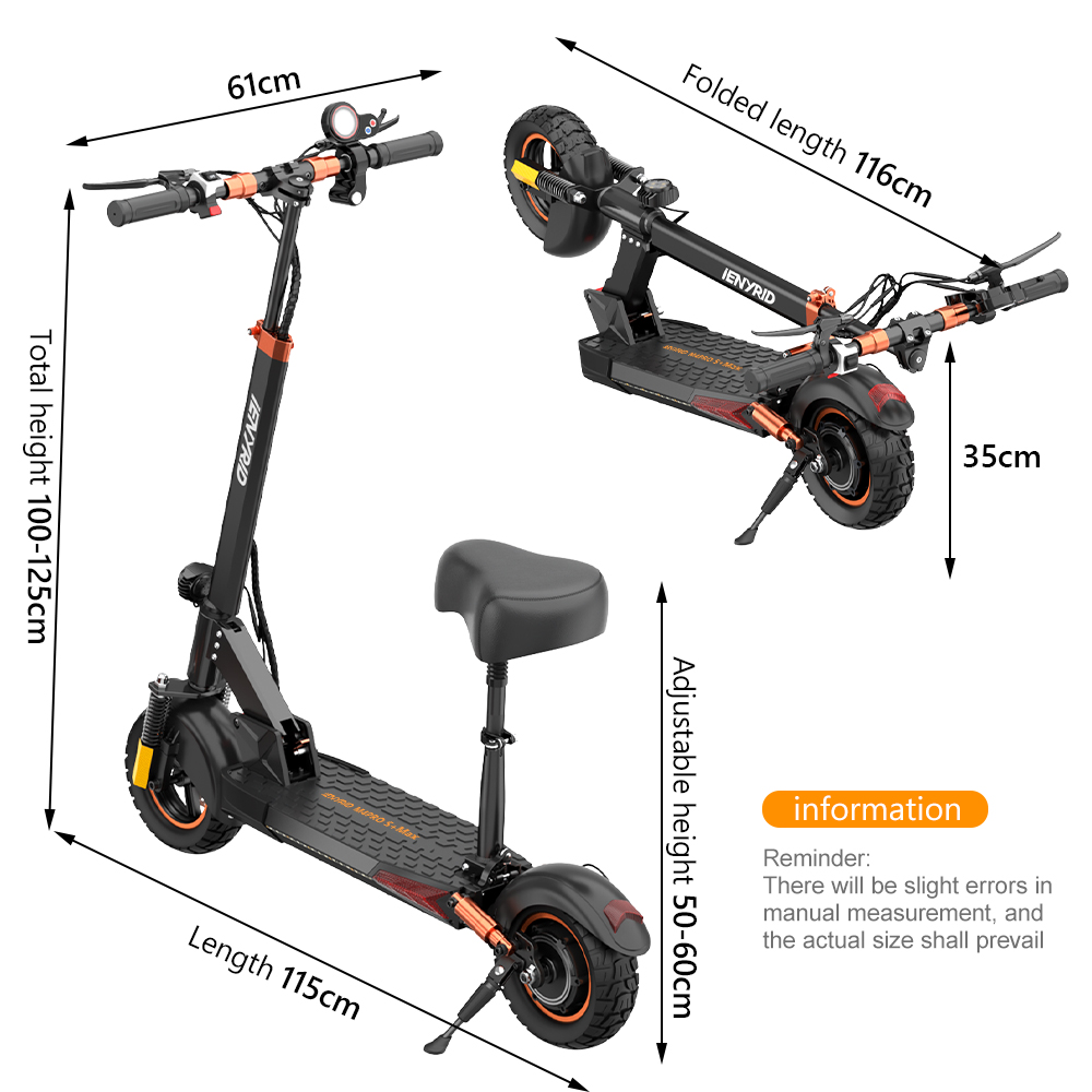 iENYRID M4 PRO S+ MAX Elektrická kolobežka 10-palcové terénne pneumatiky 800W motor 45Km/h max. rýchlosť 48V 20Ah batéria 75km dojazd 150KG max. zaťaženie Dvojité kotúčové brzdy