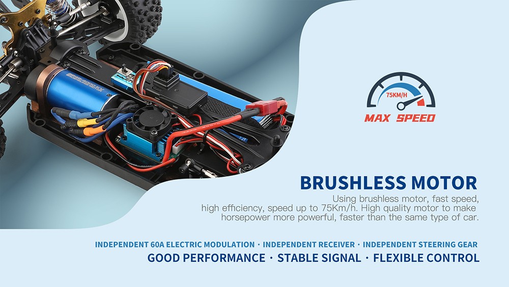 Wltoys 124017 V2 Upgraded 4300KV Motor 1/12 2.4G 4WD 75km/h Brushless Metal Chassis RC Car RTR - Three Batteries