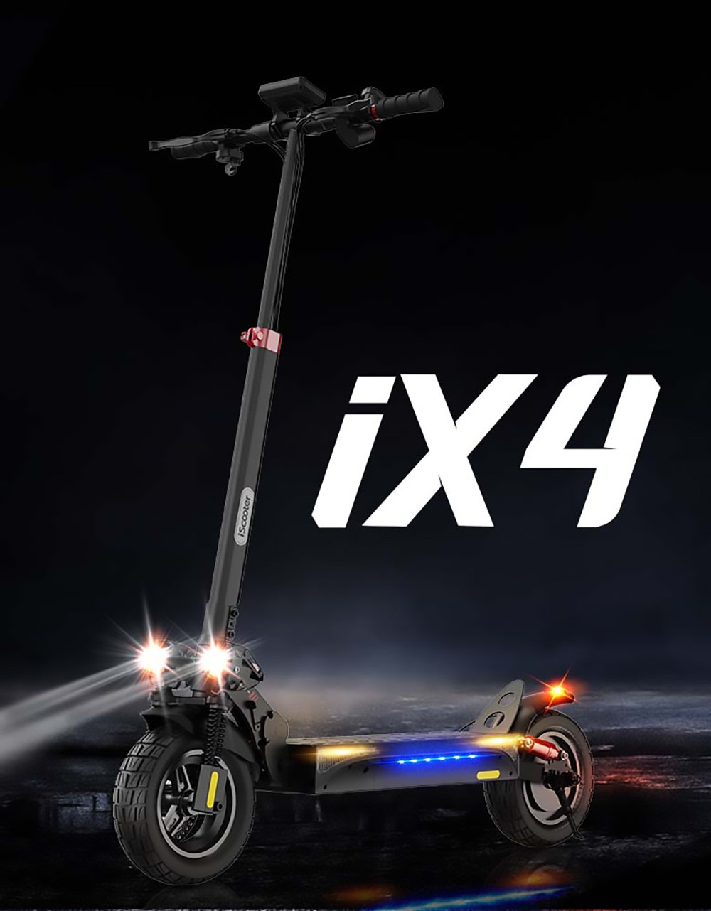 iScooter IX4 Electric Scooter 10'' Honeycomb Tires 800W Motor 45km/h Max Speed 48V 15Ah Battery 40-45km Range App Control