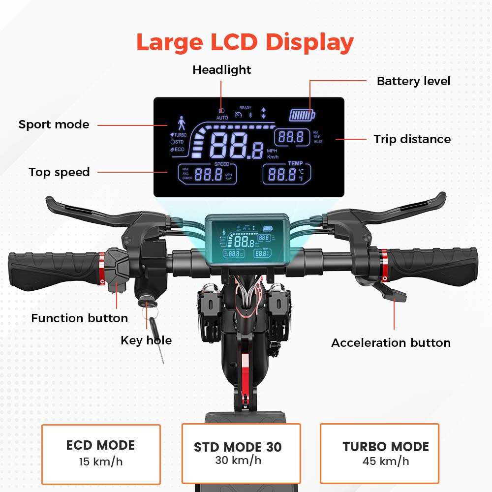 iScooter IX4 Electric Scooter 10'' Honeycomb Tires 800W Motor 45km/h Max Speed 48V 15Ah Battery 40-45km Range App Control