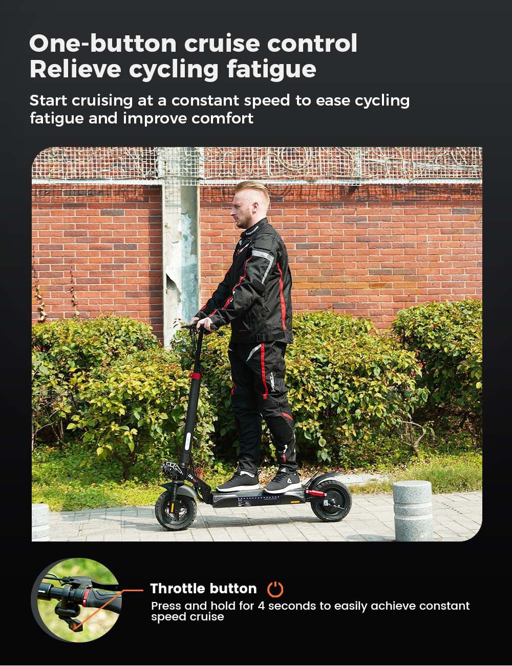 iScooter IX4 Electric Scooter 10'' Honeycomb Tires 800W Motor 45km/h Max Speed 48V 15Ah Battery 40-45km Range App Control