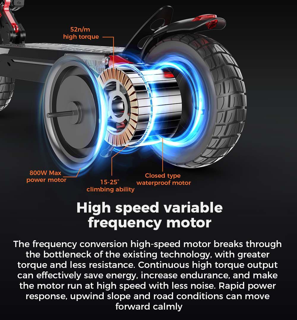 iScooter IX4 Electric Scooter 10'' Honeycomb Tires 800W Motor 45km/h Max Speed 48V 15Ah Battery 40-45km Range App Control