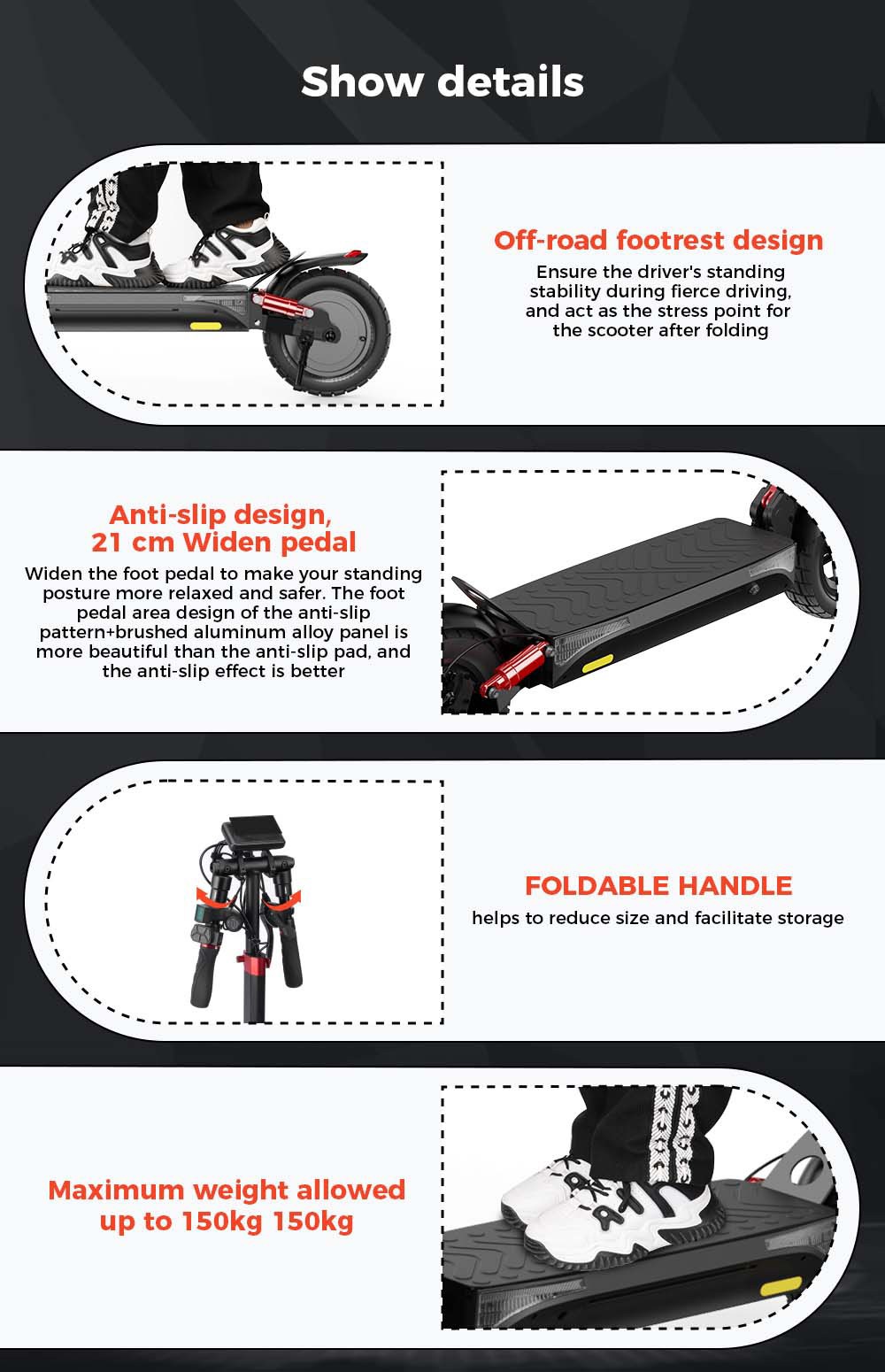 iScooter IX4 Electric Scooter 10'' Honeycomb Tires 800W Motor 45km/h Max Speed 48V 15Ah Battery 40-45km Range App Control