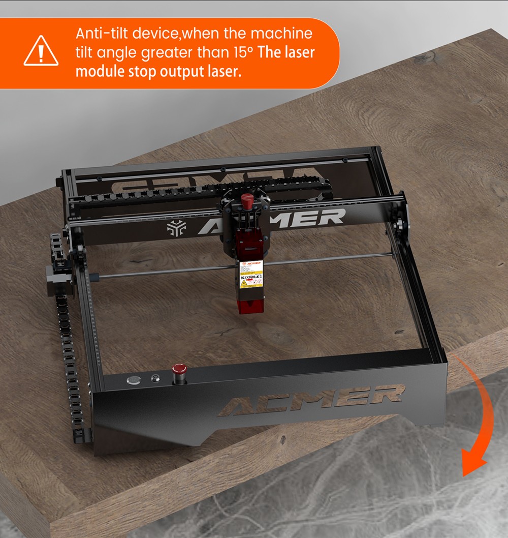 ACMER P1 10W Laser Engraver Cutter, 0.05*0.06mm Spot, 10000mm/min Engraving Speed, Offline Engraving, 32-bit Motherboard, 400x410mm