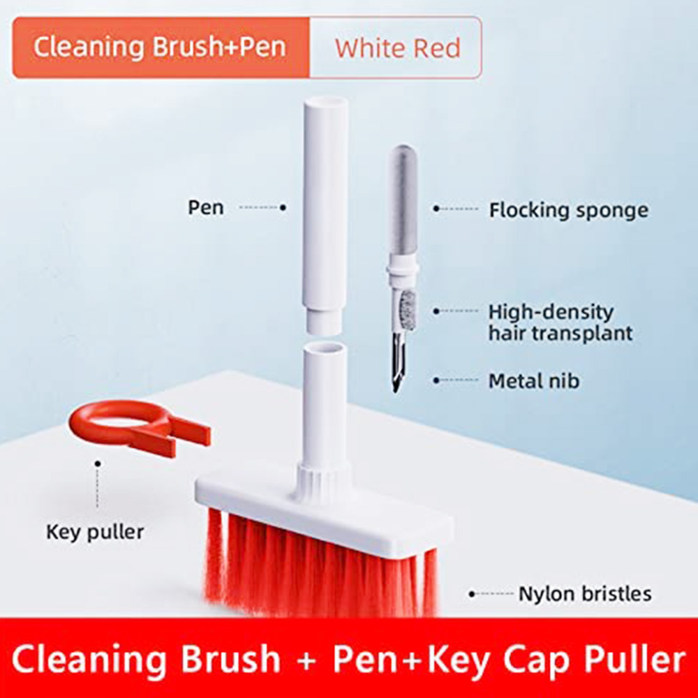 Cleaner Kit for Keyboard Soft Brush 5 in 1 Multifunction Computer Cleaning Brush Dust Remover Tools Kit with Keycap Puller Red