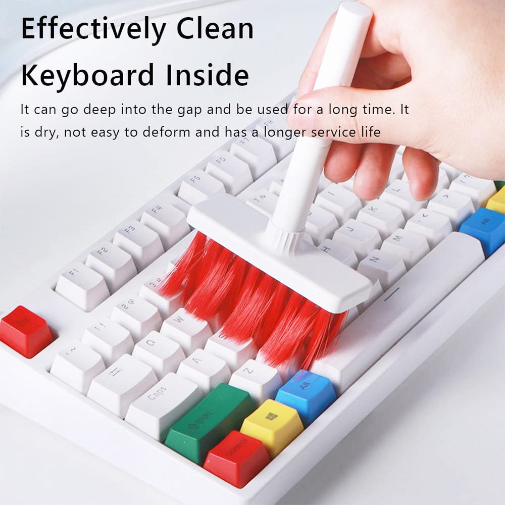 Cleaner Kit for Keyboard Soft Brush 5 in 1 Multifunction Computer Cleaning Brush Dust Remover Tools Kit with Keycap Puller Red