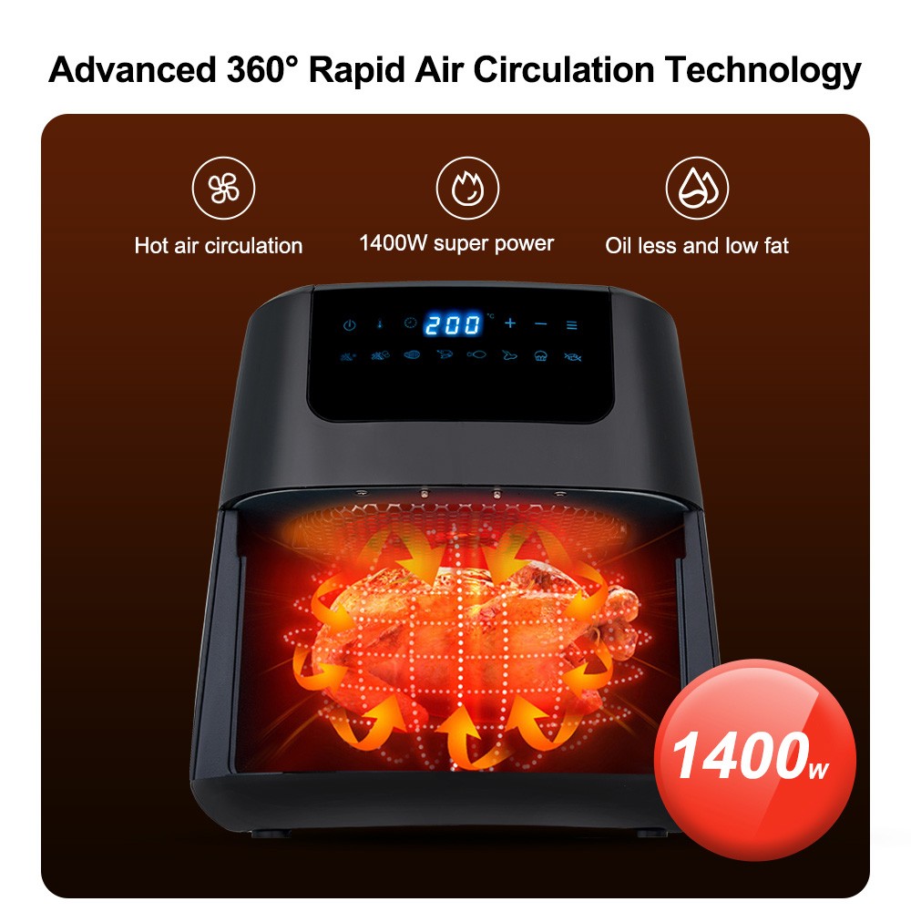 Friteuse à Air BioloMix BAF500D - 5L, 1400W, Numérique, Écran Tactile LED (Neuf)