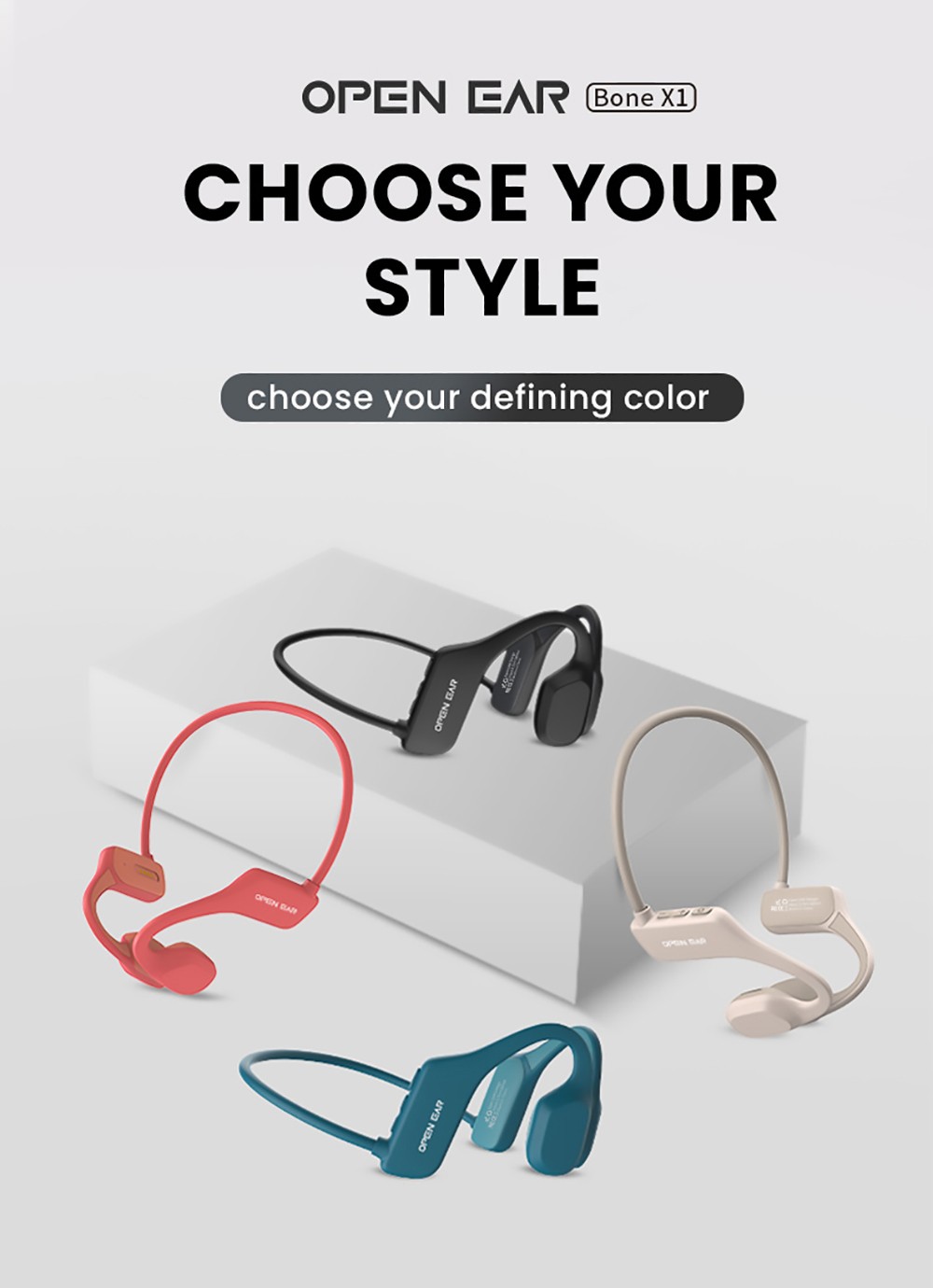 Coowoo OPENEAR Bone-X1 Bone Conduction Earphone Blue