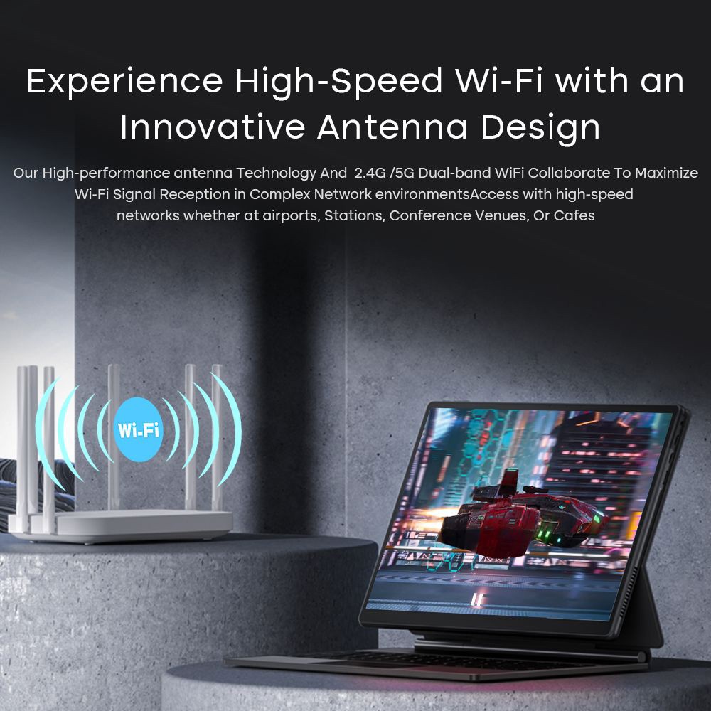 DERE T30 PRO 2-in-1 Laptop 13 inch 2K IPS Touch Screen, Tablet PC/Magic Keyboard + Stylus Pen, 16GB DDR4 512GB SSD Windows 11 Pro, 2.4G & 5G WiFi -Silver